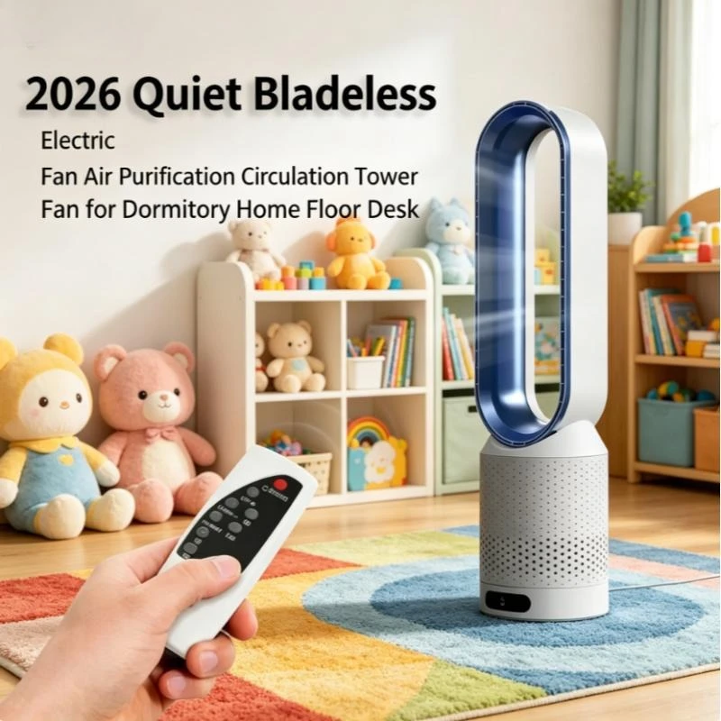 2026 Leiser, blattloser elektrischer Ventilator mit Luftreinigungsfunktion und Zirkulation – Turmventilator für Wohnheim, Zuhause, Boden und Schreibtisch