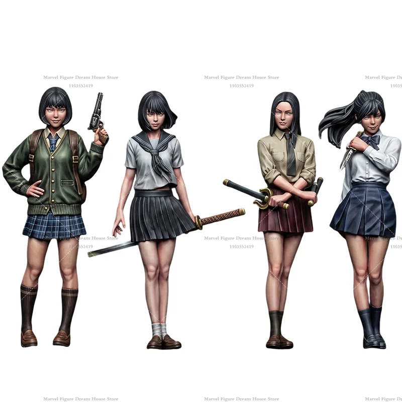 1/64 Scale Miniature Scene Dolls Un-panited White Figure Mini Model Delinquent Girl Violent  and Rebellious Brutal Warfare