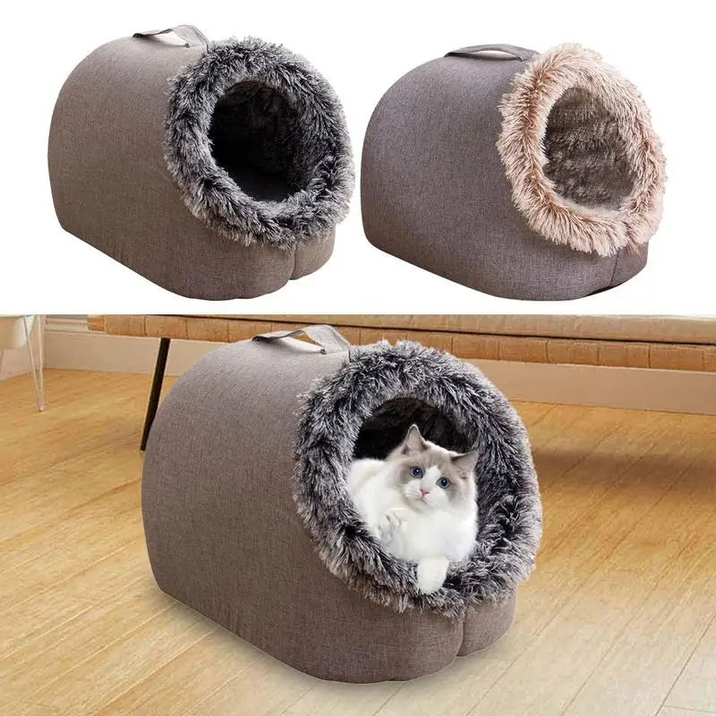 

Pet House for Small Dog Cat Bed House Portable Enclosed Plush Pet Kitten Nest Winter Warm Soft Pet Cave Kennel Deep Sleep Sofa