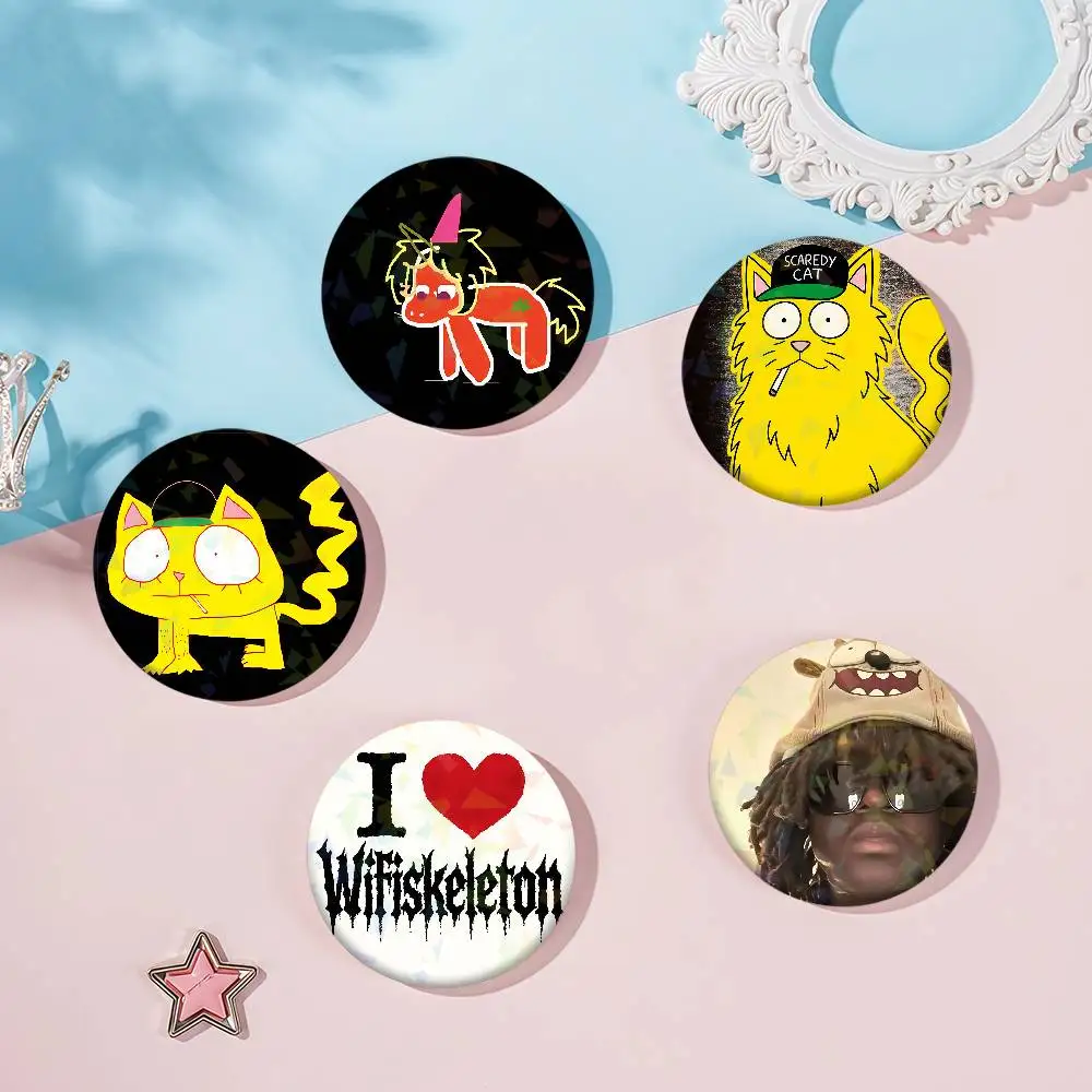 Musical W-wifiskeleton yellow Badge Set Glass Shine Brooches Lapel Backpack Costume Gifts Decoration birthday