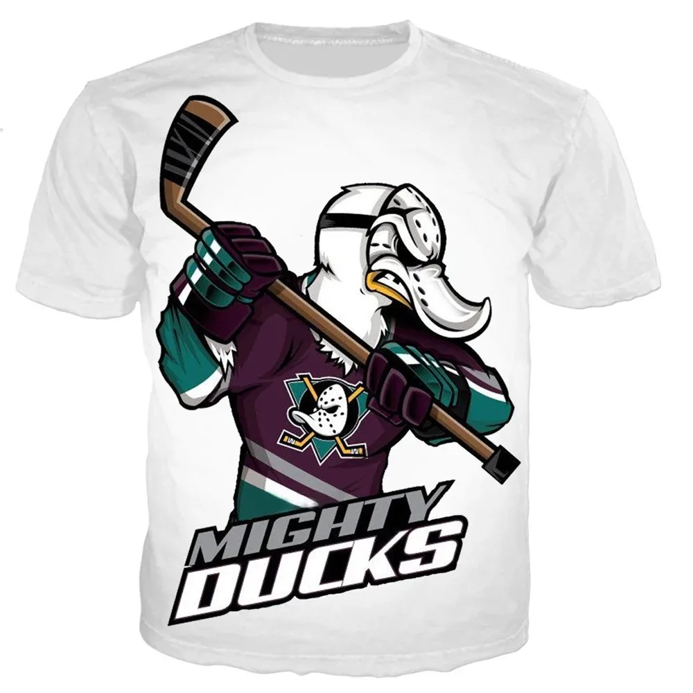 Summer New 3D Men TShirt Mighty Ducks Hockey Mask Print Top Cool Streetwear Sports Short-Sleeved Oversized Men\'s Causal Clothing