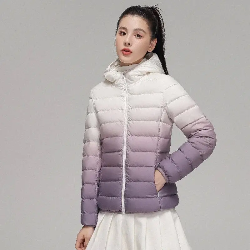 Women's Luxury Gradient down Coat 2023 Autumn Winter Camel down Filled Ladies Premium Fashion Outerwear