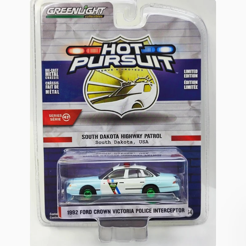

Greenlight 1/64 1992 Ford Crown Victoria Police Interceptor-зеленая машина, модель автомобиля из сплава, коллекция статических дисплеев, игрушки