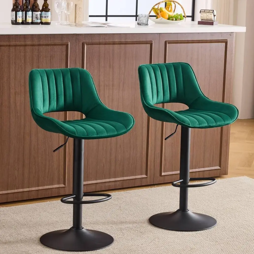 

Adjustable Swivel Bar Stools Set of 2 - Counter Height, Breathable Hollow-Cutout Chairs for Kitchen Island or Cafe