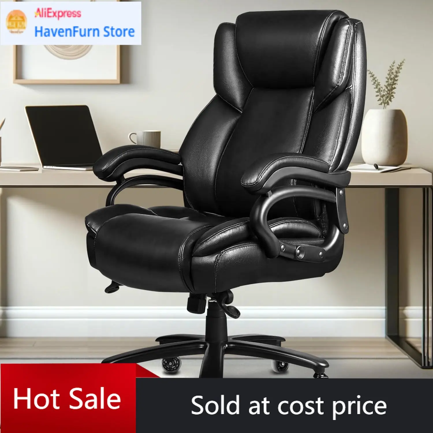 

Офисное кресло для крупных и высоких людей, усиленное, с высокой спинкой, для тяжелых нагрузок, 500 фунтов, с регулировкой.