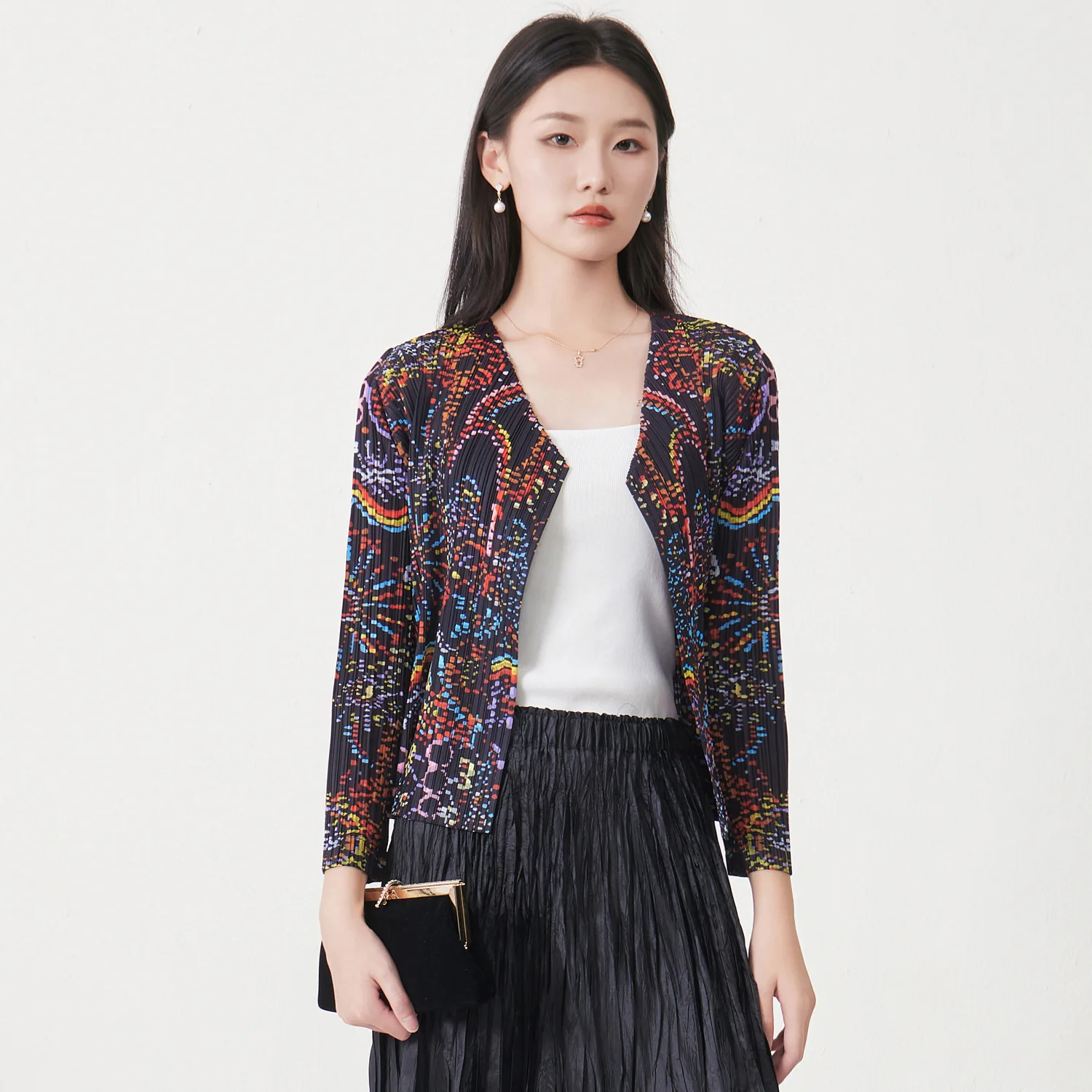 

Counter Quality Outerwear Women in Autumn 2025 with High-end Retro Printing Loose Elegant Design Versatile Fashion Cardigan