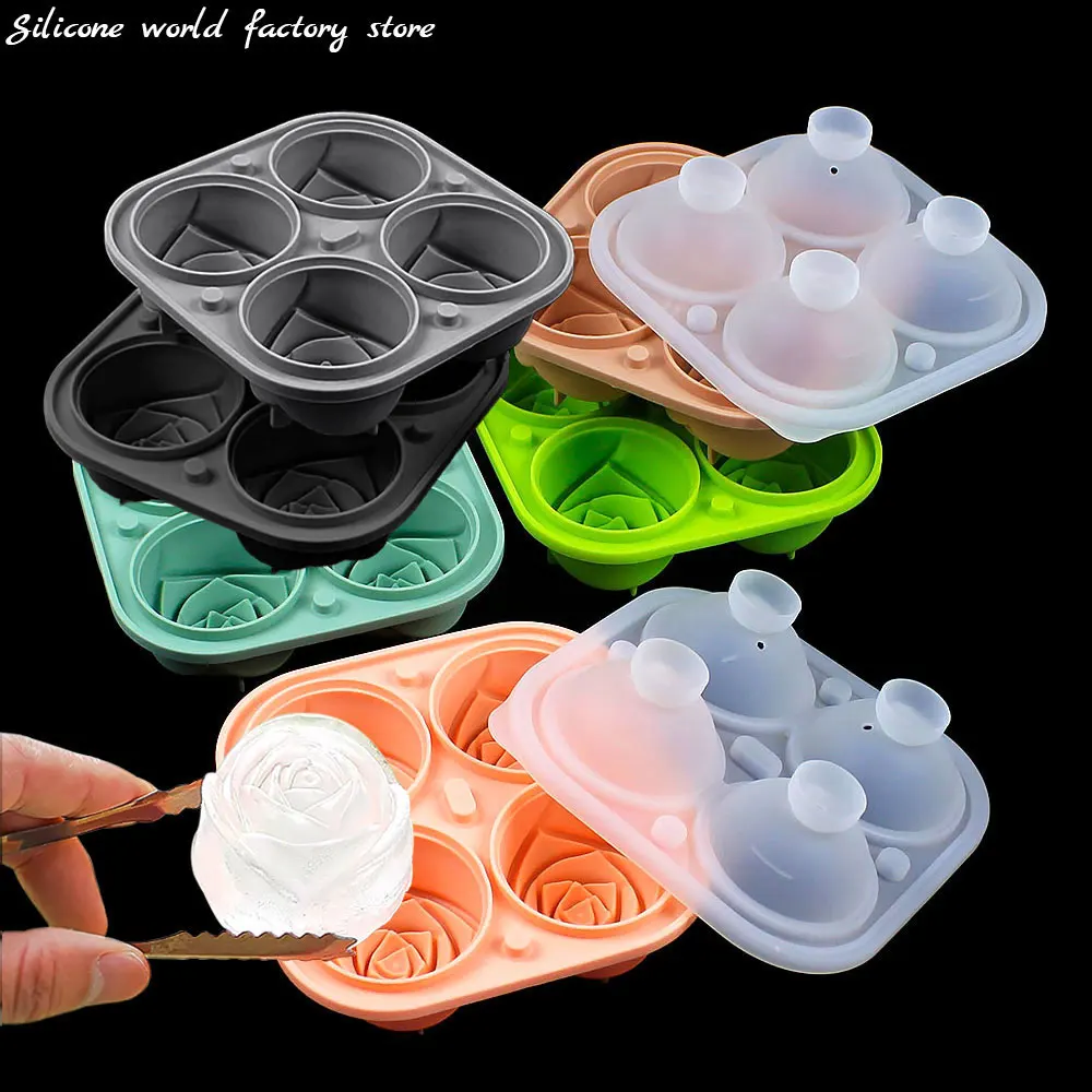 

Silicone World Rose Flower Silicone Ice Cube Molds Ice Making Mold Ice Box DIY Whiskey Ice Hockey Jelly Silica Gel Ice Grid Mold