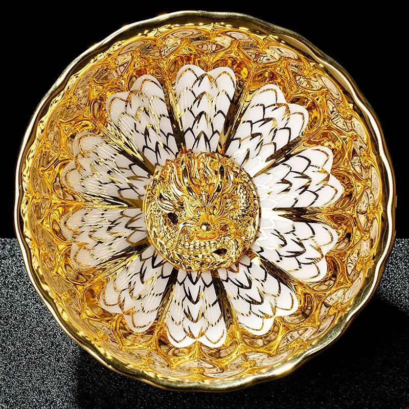 

Golden Peacock Lotus Master Cup Premium Tea Set Jian Zhan Gilded Tea Cup Personal Cup Colorful Enchantress