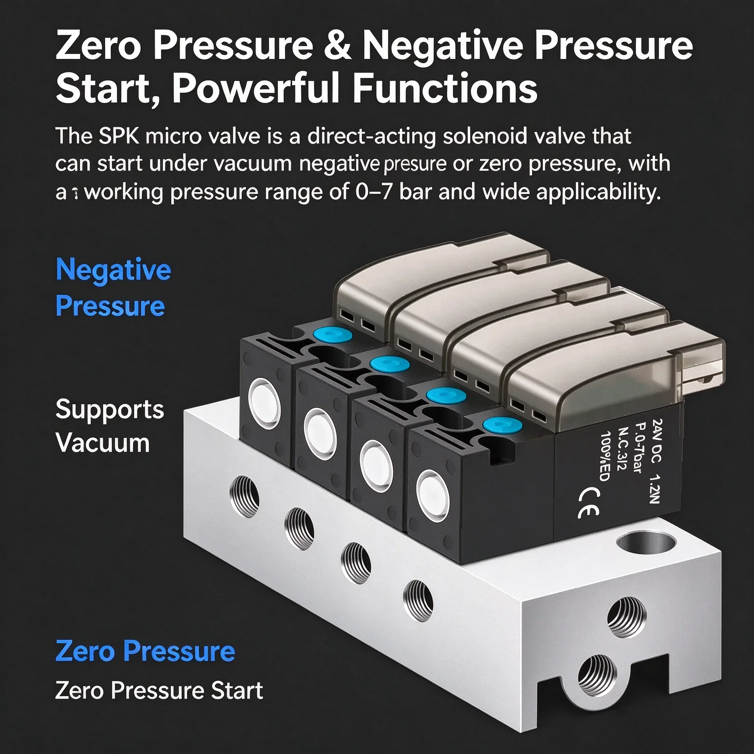 Miniature High Frequency Solenoid Valve 10mm Air 30Hz Two-Position Three-Way Control Vacuum Valve 24V/12V/6V for Electronics