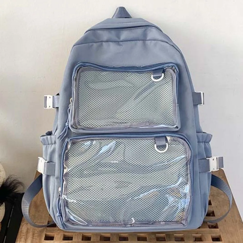 Einfarbiger Nylon-Ita-Rucksack, staubdicht, transparent, Schultasche für Schüler, strapazierfähig, kratzfest, großer Tagesrucksack. – Detail 8