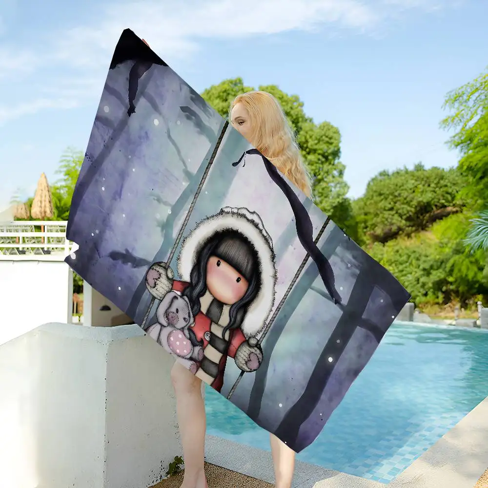 Cute Gorjusses Cartoon S-Santoro Microfiber Blanket Quick Drying Beach Towels Printing Super Absorbent Pool Towel Blanket