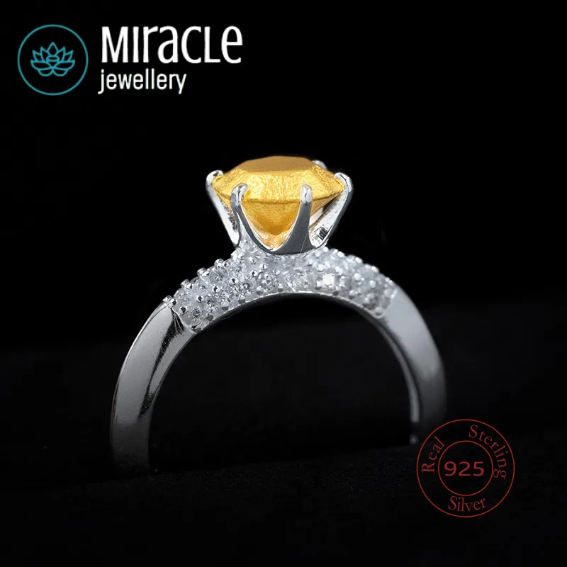 Miracle Sterling Silver 925 Original Design One Carat Lie Pure Silver S925 Personality Playful Style Diamond Ring For Women