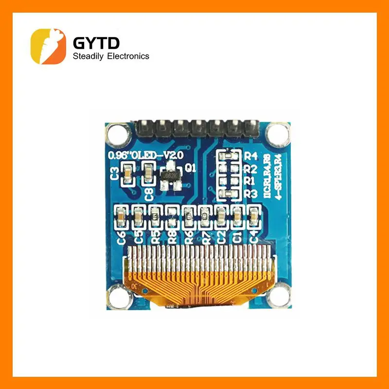 แผงวงจรสำหรับแสดงผลสีขาว0.96นิ้ว OLED IIC I2C 128X64 SSD1306บอร์ดหน้าจอ LCD 12864 GND VCC SCL SDA 0.96 "สำหรับ Arduino สีดำ