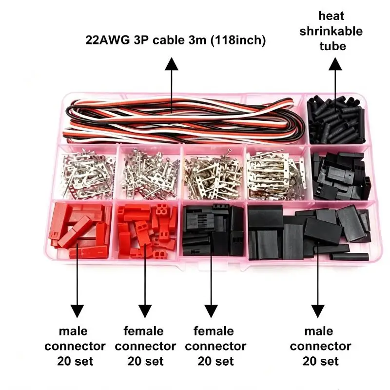 40Sets Servo Plug Male Female Connector Crimp Pin Cable Kit Compatible JST SYP Futaba For Hitec Spektrum RC