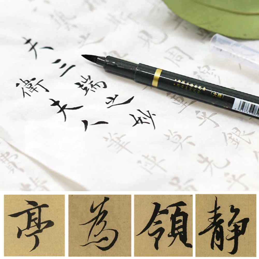 3Pcs Portable Pens 3 Different Nib Felt Tip Brush Refillable Ink Pen for Writing Calligraphy Exercises Signature Black