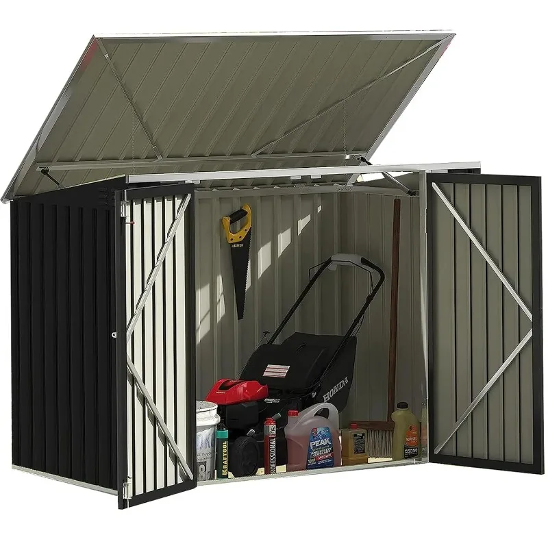 Outdoor Storage Shed 5.8 x 3.3 FT Metal Trash Shed Waterproof Outside Storage with Lid Chain Hydraulic Gas Rod for