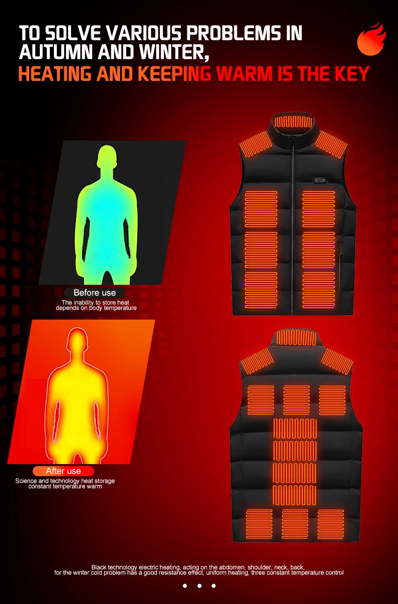 Electric Heated Vest 21 Heating Areas Full Body Warm USB Power Bank 3 Levels Windproof Winter Motorcycle Skiing Coat Men Women