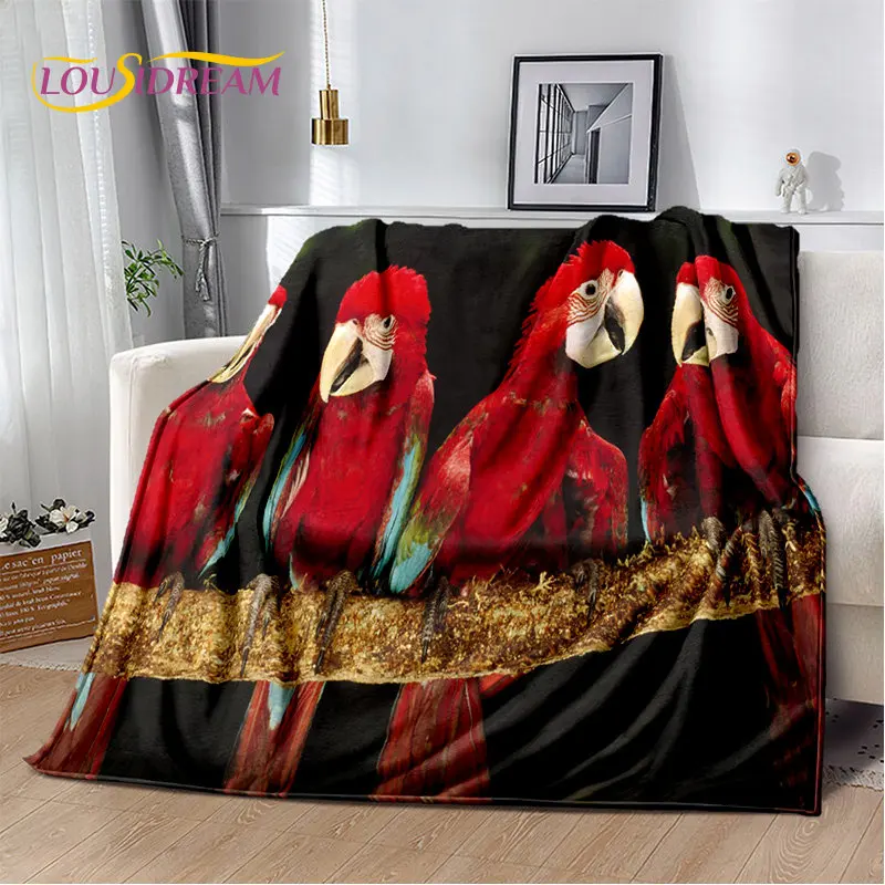 Colorful Parrot Macaws Birds Soft Plush Blanket,Flannel Blanket Throw Blanket for Living Room Bedroom Bed Sofa Picnic Cover Kids