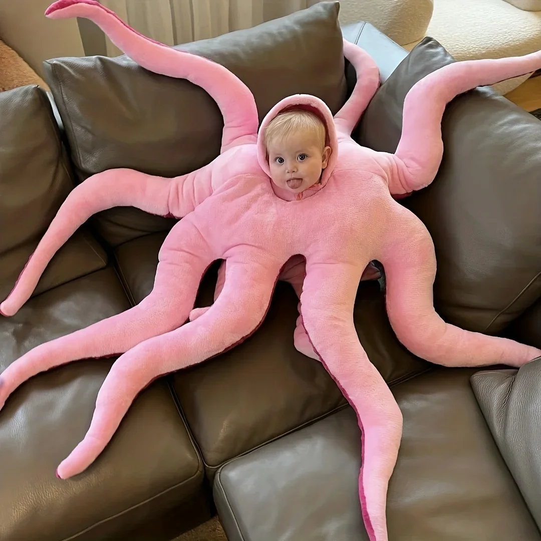 Disfraz de pulpo para bebé, pulpo gigante, Animal relleno, divertido, Jumbo, lindo calamar, disfraz de Halloween para niños, niñas y niños