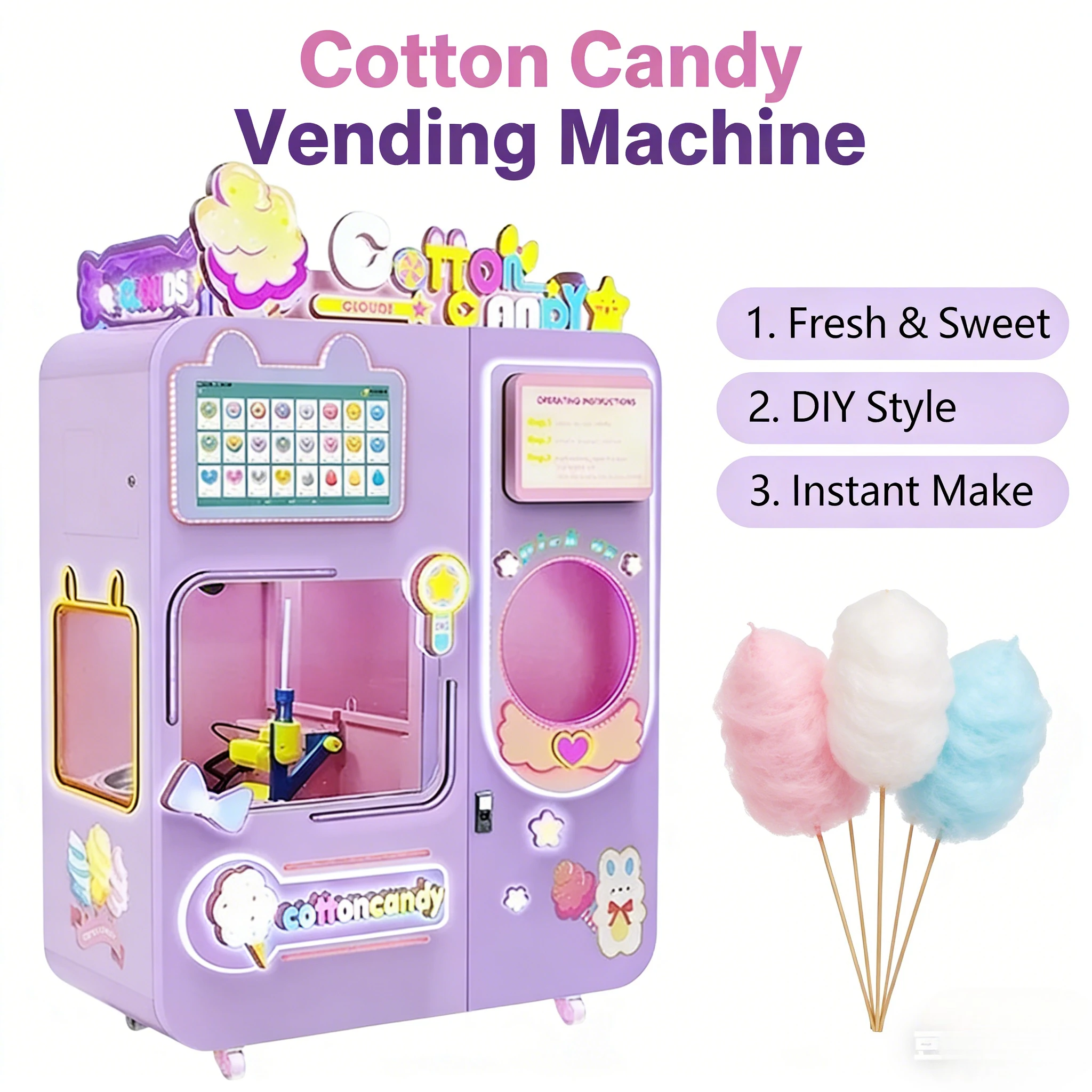 Customized Excellent Performance Cotton Candy Vending Machine Robot - Fully Automated Sugar Floss Dispenser For Seamless Service