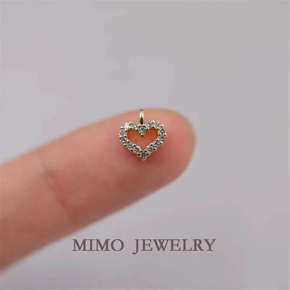 Gold-plated Zircon Micro-inlaid Love-shaped Single Pendant Copper-plated 14k Gold DIY Necklace Bracelet Handmade Charm Pendant