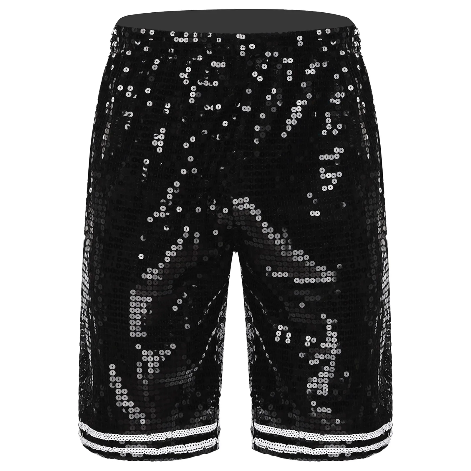 Mens Shiny Sequined Disco Show Shorts Bottoms Costume for Hip-Hop Street Dance Birthday Party Raves Club Stage Performance