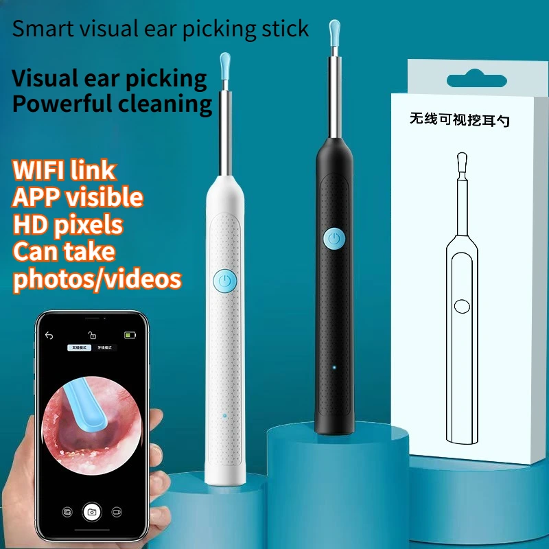 Nouvel outil de nettoyage d'oreilles intelligent avec caméra visuelle sans fil haute définition, bâtonnet de nettoyage d'oreilles