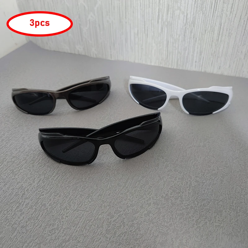 

3pcs Women Sports Sunglasses Fashion Y2k Oval Sun Glasses For Men Designer Vintage Outdoor Cycling Goggle UV400 Mirror Eyewear