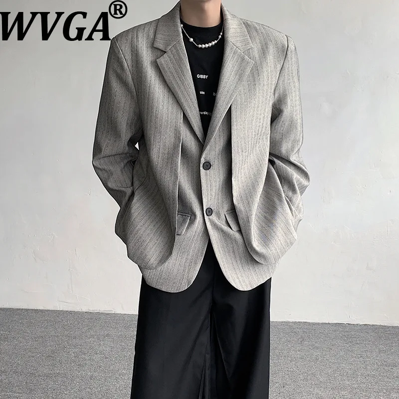 

WVGA Spring Autumn New Man Tide Fake Two-Piece Turn-Down Collar Suit Jacket Niche Chic Casual Long Sleeved Blazer Ins Y2K W14146