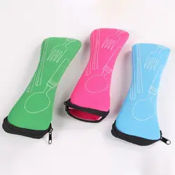 Tableware Bag Washable Zipper Travel Cutlery Kit Case Portable Pouch Dinner Tableware Household Kitchen Camping Dinnerware Sets
