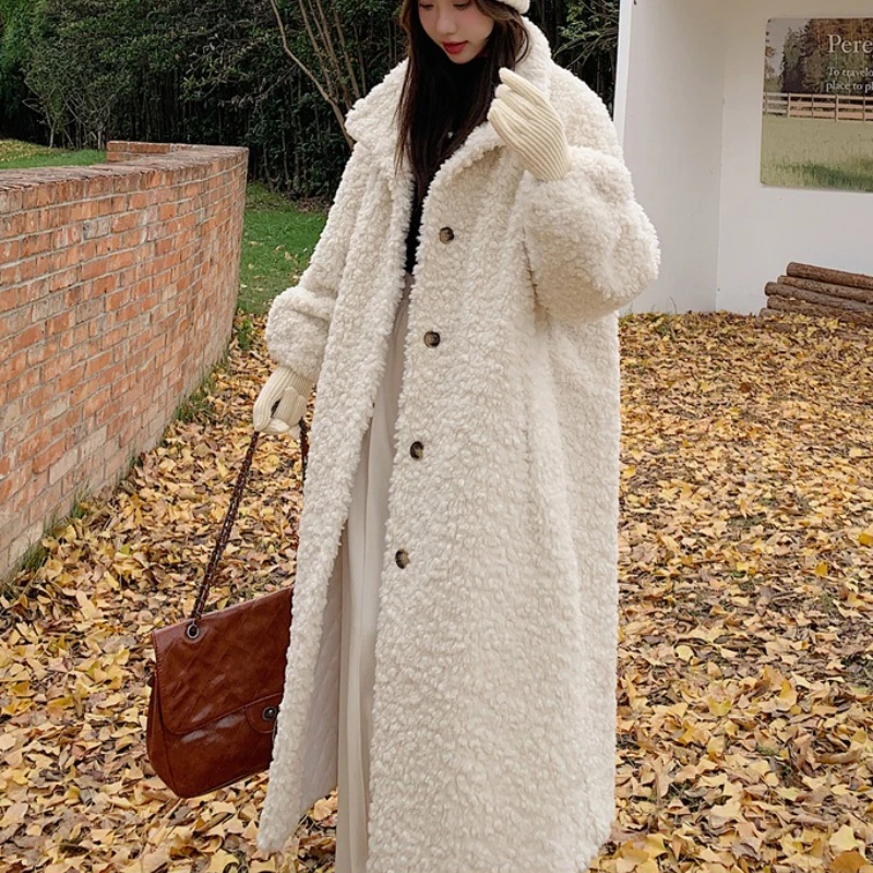 Long Coats Women Faux Fur Jackets Lamb Wool Coat Thick Warm Y2k Streetwear Jacket Elegant Work Outerwear Autumn Winter 2025