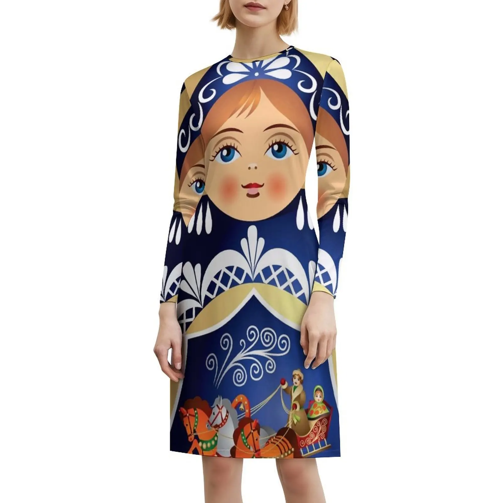 بابوشكا ماتريوشكا دمية روسية فستان عطلة مثير للنساء شاطئ حفلة عيد ميلاد فستان قصير دمية بابوشكا دمية روسية #6