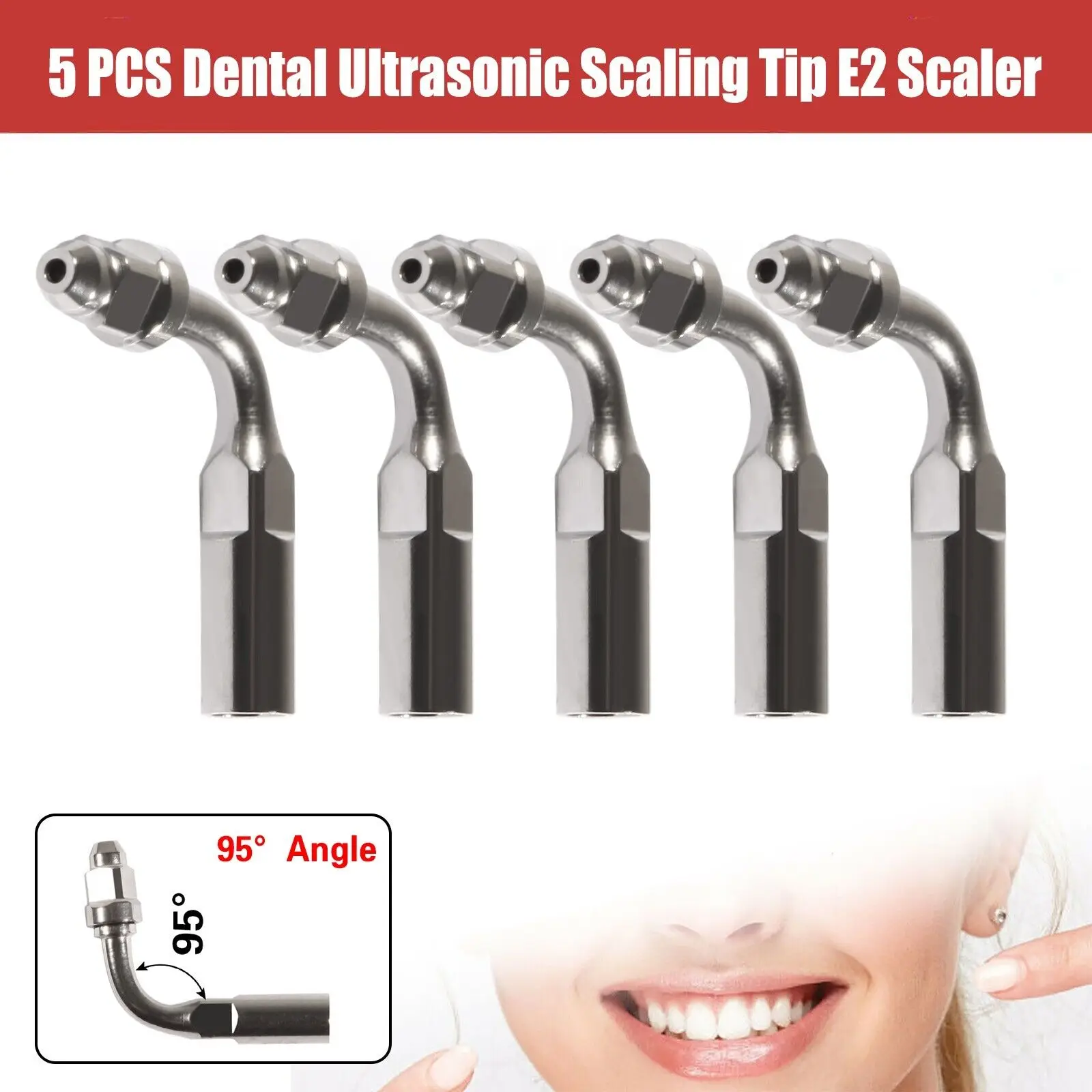 

5pcs Dental Ultrasonic Piezo Scaler Endo Tip Tips For EMS Cavitron WOODPECKER E2