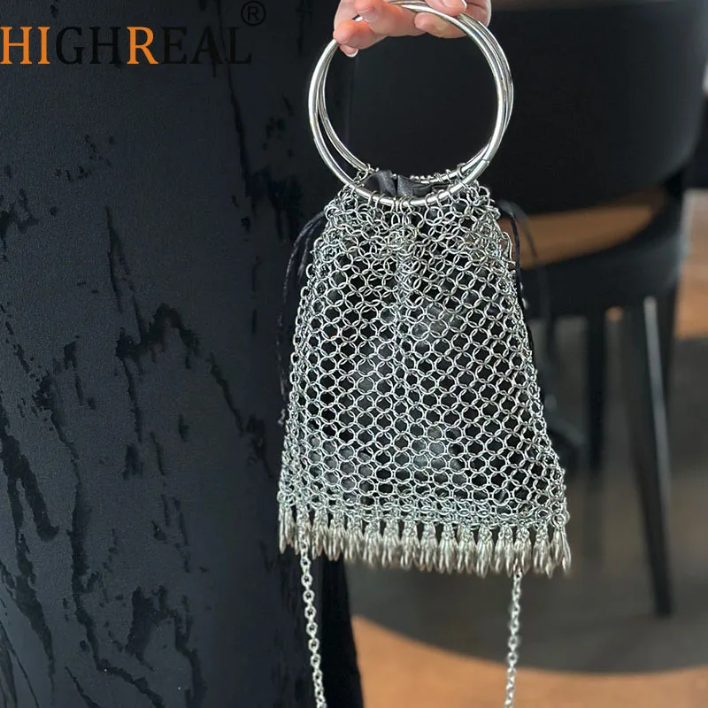

Металлическая женская сумка Hauberk, роскошные полые тканые вечерние сумки для женщин, сумки ручной работы, вечерние свадебные сумки через плечо, новинка