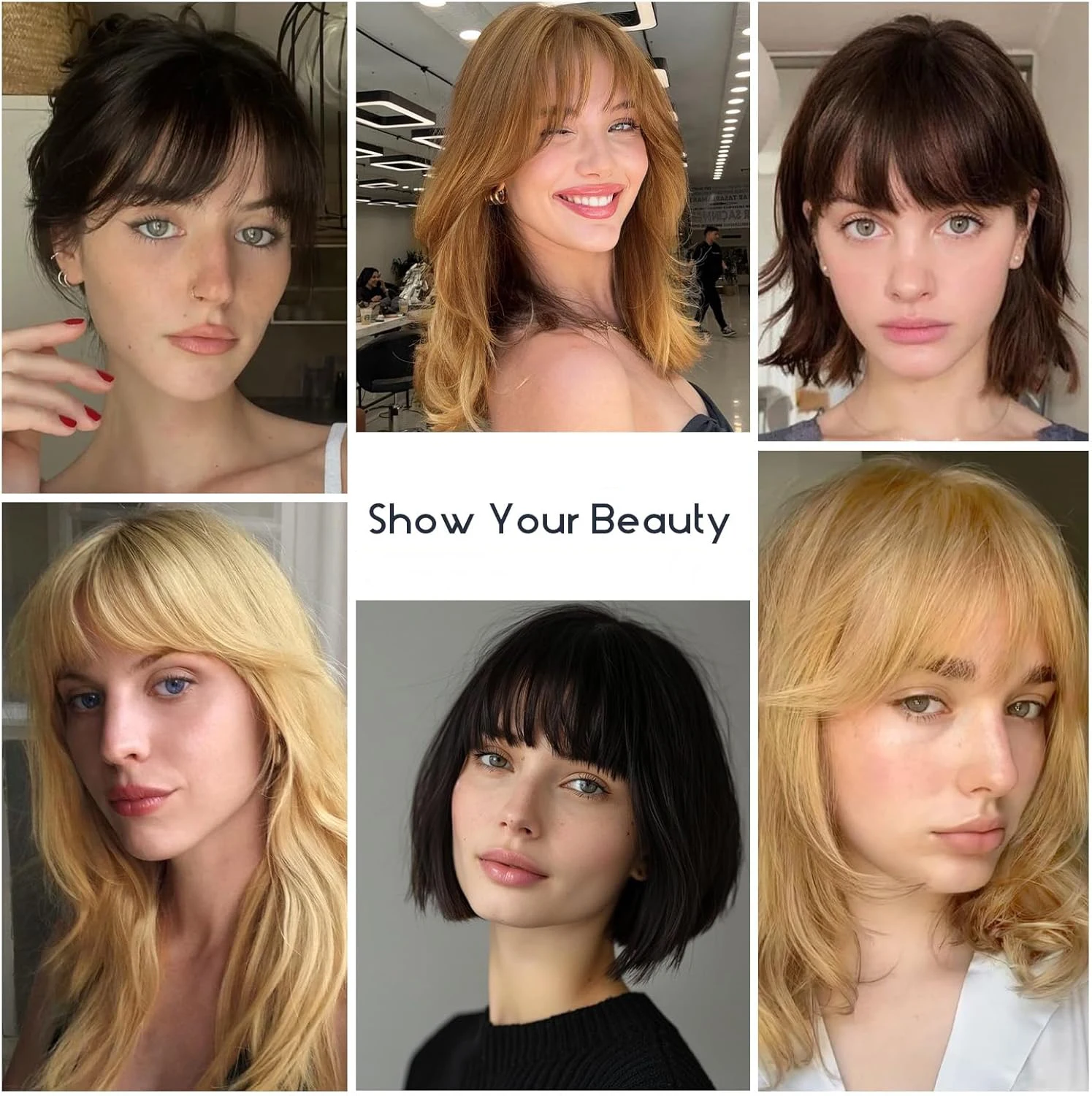 Frangia a clip per donna Frangia francese per capelli umani al 100% castano miele con clip antiscivolo Frangia ad aria nell'estensione dei capelli da indossare ogni giorno