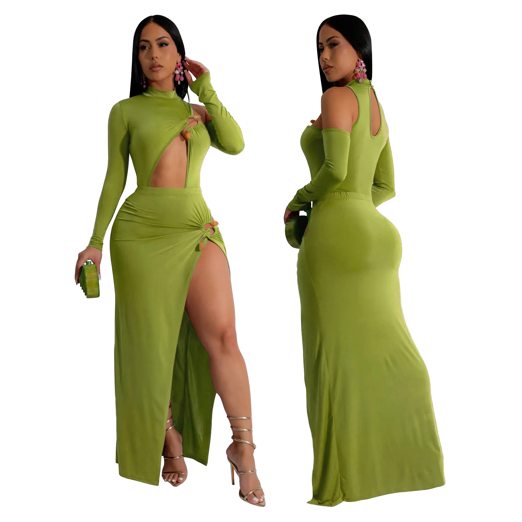 Beach Bath Woman 2024 Sexy Cover Up Swimwear Bathing Suit Three Dimensional Irregular Half Skirt Set New Polyester Spandex Solid