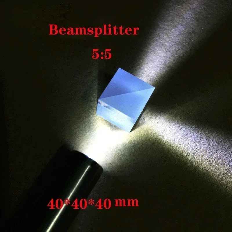 5:5 Beamsplitter Splitting RatioTransflective K9 Cube Prism Optical Glass Triangular Prism40x40x40mm