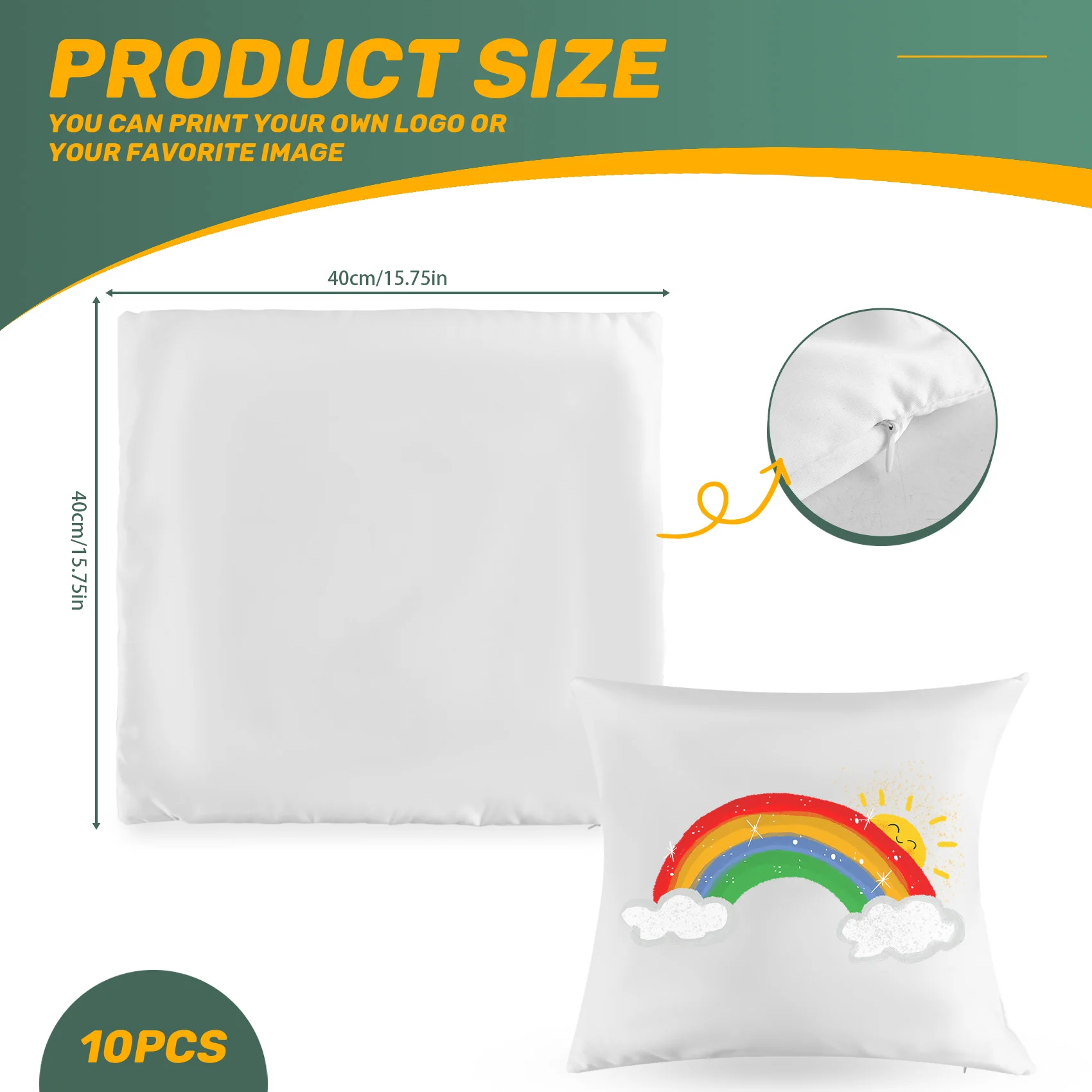 A32P_40X40 White Plain Sublimation Blanks Pillow Case Cushion Cover Pillowcase for Heat Transfer Press As DIY Gift 10Pcs