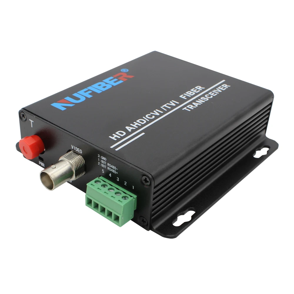 Nufiber 1CH 1080P HD AHD/TVI/CVI Fiber Video Converter with RS485 Single Mode FC/SC/ST 20km CCTV Use 1 Year Warranty