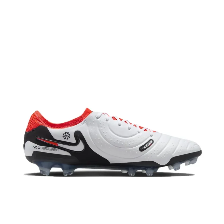 NIKE Tiempo Legend 10 Elite FG Men's Soccer Cleats Anti slip and Wear-resistant Natural Turf White Red and Black Colorways