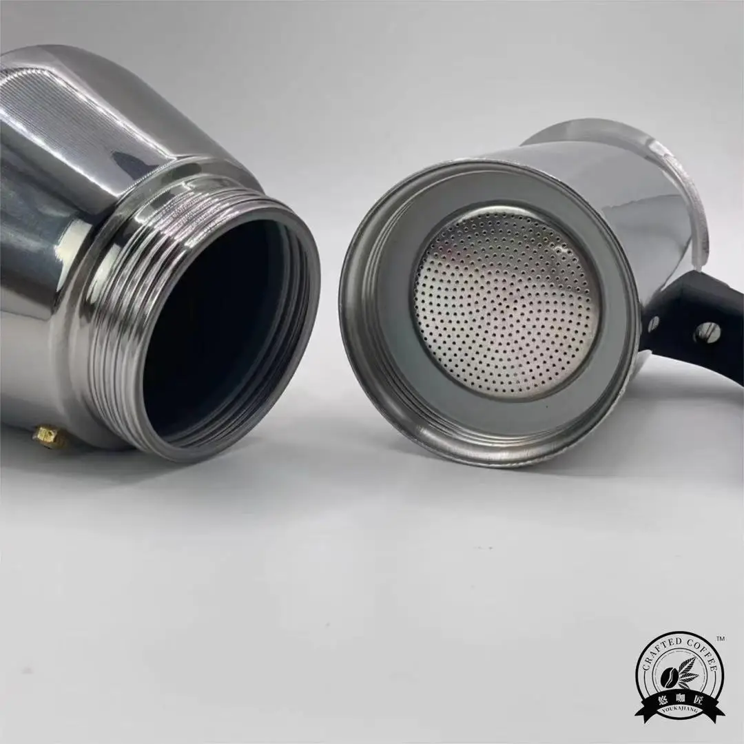 وعاء موكا كلاسيكي من الفولاذ المقاوم للصدأ 4/6. للمنزل/المكتب/الخارج. يعمل على الحث والغاز