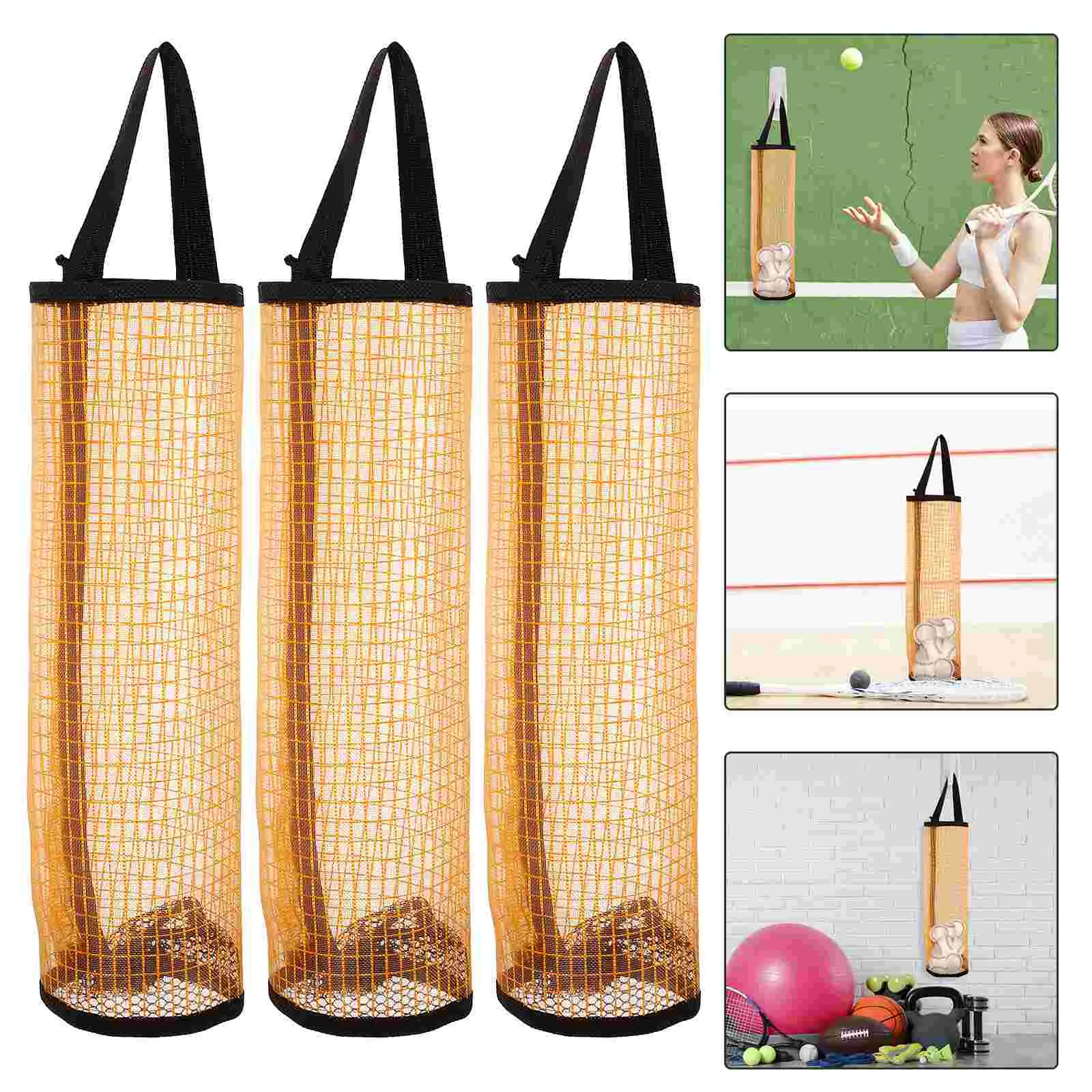 3 Pcs Golf Ball Storage Bag Tennis Holders Hanging Sports Equipment Pouch Black Organizer Gifts Miss