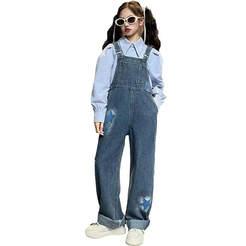 

Cool Child Strap Jeans Overalls for Baby Girls Blue Denim Jumpsuit Suspender Pants with Straps Age 5 6 7 8 9 10 11 12 13 14 Yrs