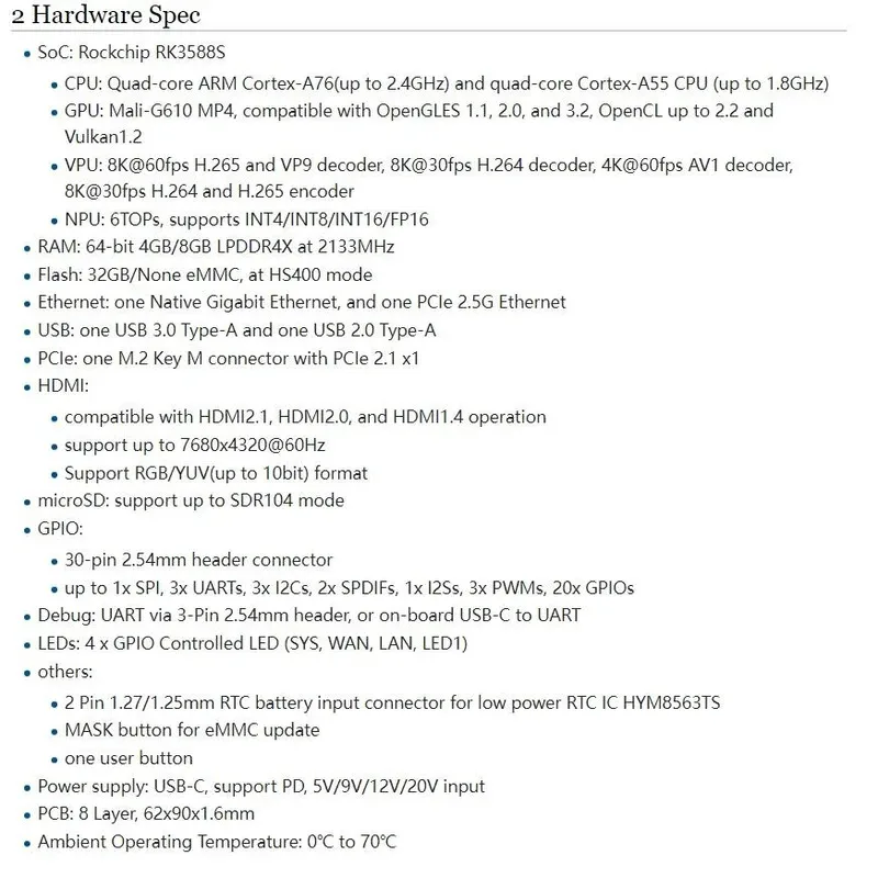 Glow Open+Pi R6C LTS & Combo, 4/8G RAM & 32G eMMC Rockchip RK3588S GPU&VPU Quad-A76 & A55 bis zu 2,4 GHz & 1,8 GHz,