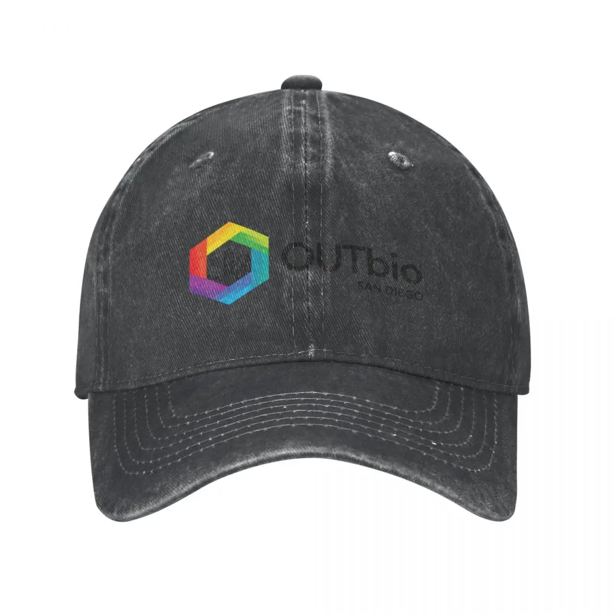 OUTbio San Diego Rainbow Logo with Horizontal Black Text Cowboy Hat New In The Hat Ball Cap Golf Women Men's