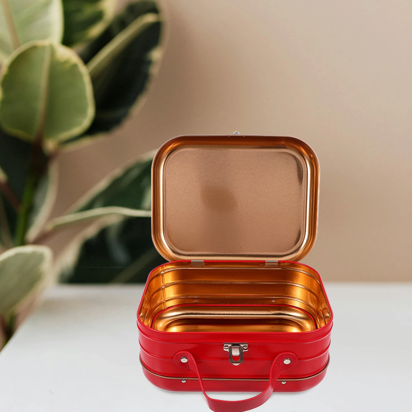 

Elegant Portable Tinplate Box With Handle For Gifts Candy Jewelry Storage Organizer Multi-Use Desktop Container