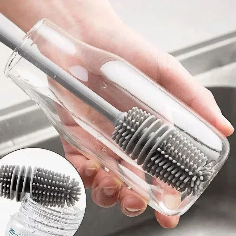 

Silicone Milk Bottle Brush Cup Scrubber Glass Cleaner Kitchen Cleaning Tool Long Handle Drink Bottle Glass Cup Cleaning Brush