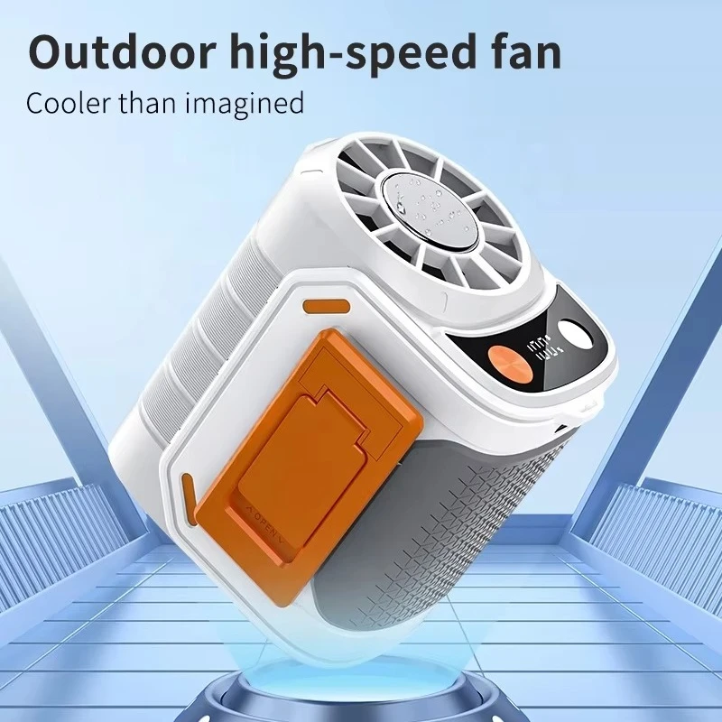 Ice Cooling Handheld Waist Fan, Button Control, 6000mAh, Brushless Motor, 13M/S High Wind, Portable Outdoor