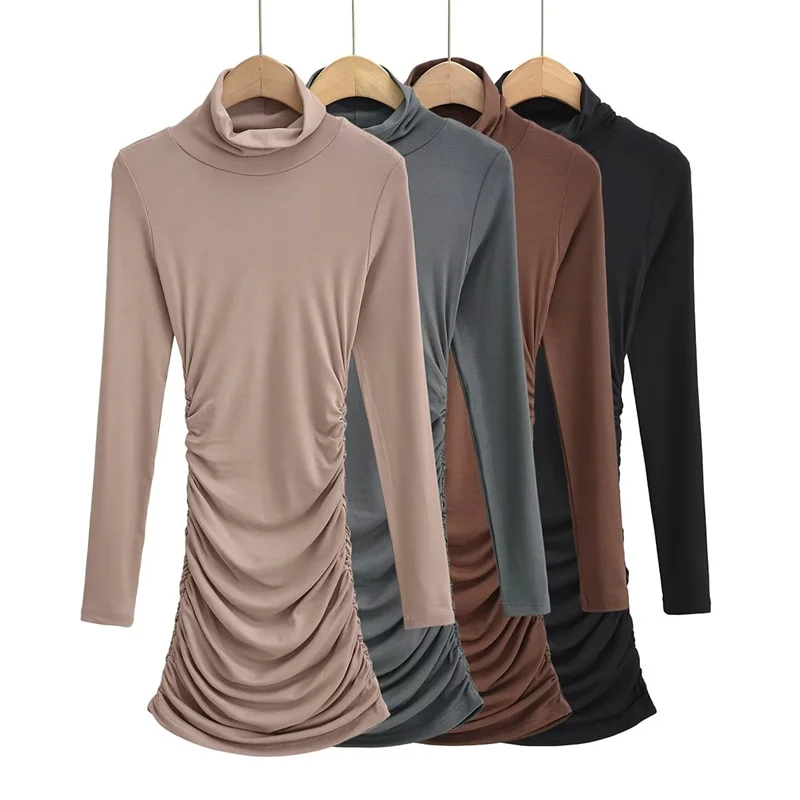 Puro desejo picante menina gola alta plissado bodycon dr sexy emagrecimento interior usar camada base apertado ort saia na moda