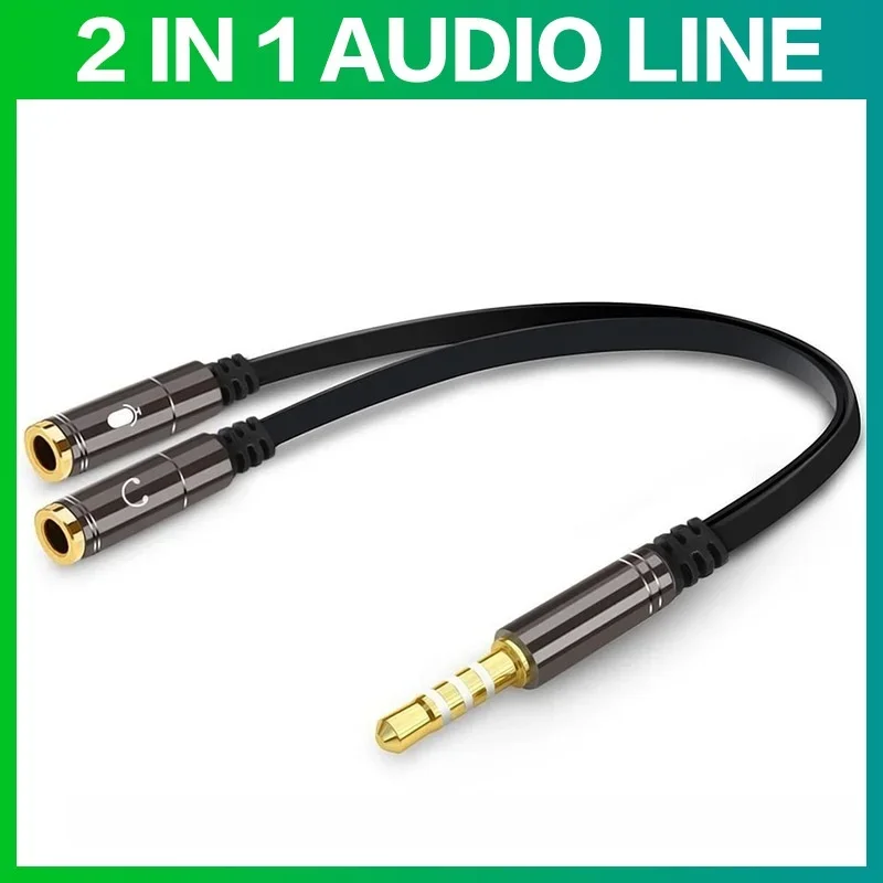 1PC 3.5mm Audio Splitter Cable 1male 2female Microphone Headphone Y Splitter for AUX Cable Headphone Splitter for Mobile Phones